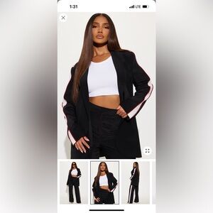 NEW Black Blazer with Red and White Stripes matching set